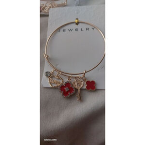 Women's Gold Charm Bangle Bracelet